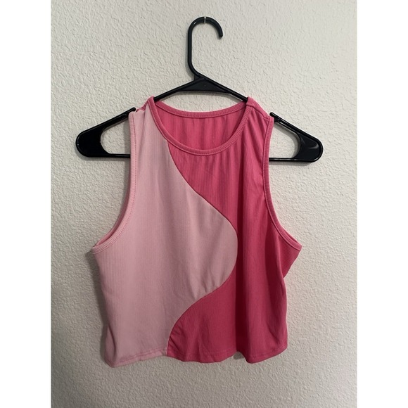 The Unbranded Brand Tops - Hot Pink‎ Two-Tone Tank Top Cropped, Vacation, Bachelorette, Party, Sorority